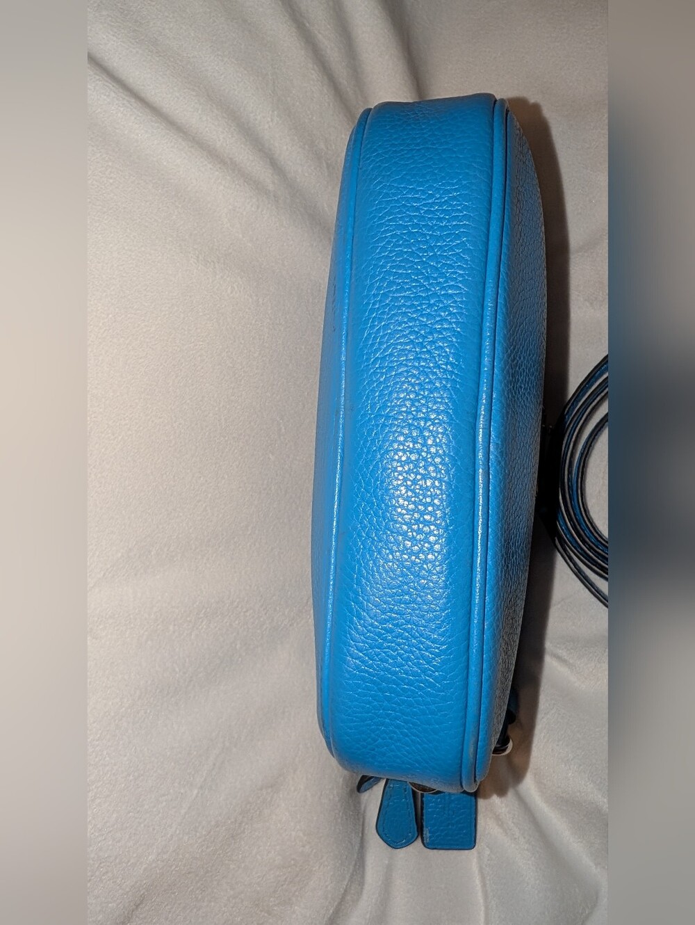 Coach Sadie Pebbled Leather Crossbody Clutch in Azure Blue Silver VGUC - Picture 6 of 15
